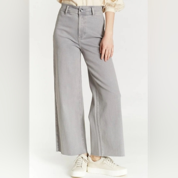 Oat New York Denim - Oat New York Size 6 Women's 11" Wide Leg Jeans Gray Raw Hem Scandi Coastal